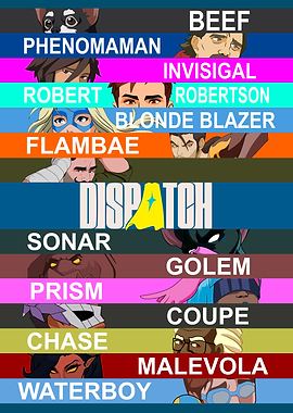 Dispatch Superhero Team Roster Graphic