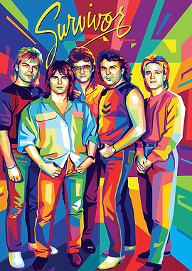 Survivor band colorful pop art portrait