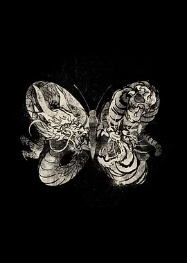 Dragon Tiger Tattoo Butterfly