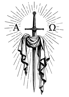 Sword with Alpha and Omega Symbol