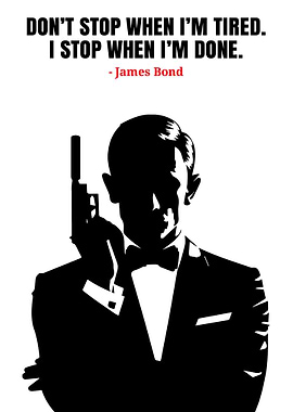 James Bond Silhouette with Quote