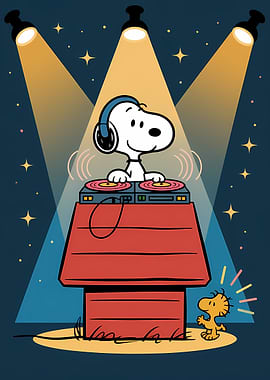 Snoopy DJ with Woodstock