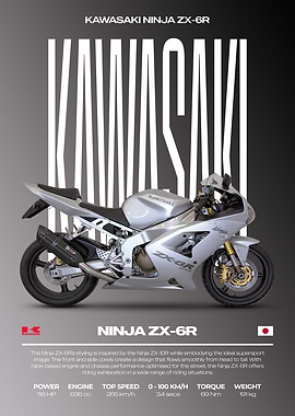 Kawasaki Ninja ZX-6R Motorcycle Poster