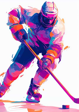 Colorful Hockey Player Illustration