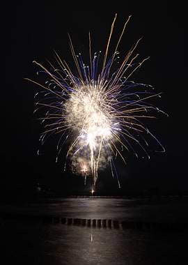 Fireworks Display at Night over Water