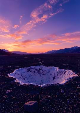 Crater at Sunset Landscape