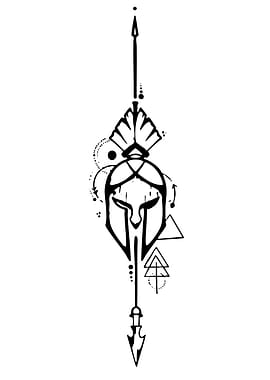 Spartan Helmet Geometric Tattoo Design