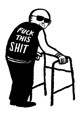 Grumpy Old Man with Walker