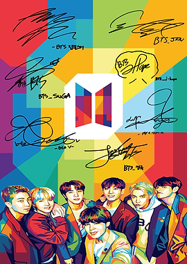 BTS Pop Art with Signatures