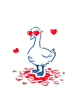 Cool Goose with Heart Sunglasses
