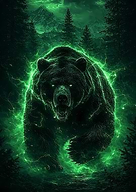 Great Art Electric Bear in Forest