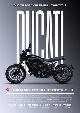 Ducati Scrambler Full Throttle Motorcycle Poster