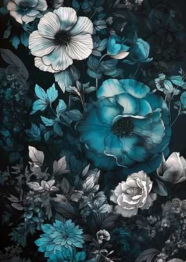 Floral Arrangement in Teal and White