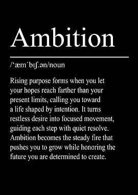 Ambition Definition – Black | Minimalist Typography Poster