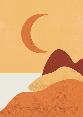 Abstract Landscape with Moon and Hills