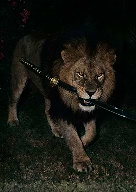 Lion with Katana in Mouth