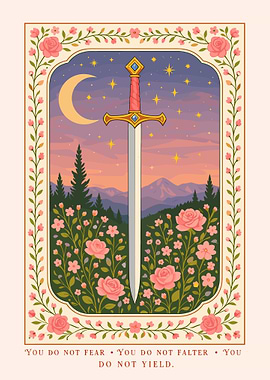 Floral Sword Illustration with Motivational Text