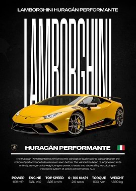 Lamborghini Huracán Performante Car Poster