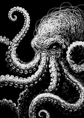 Monochrome Octopus Illustration