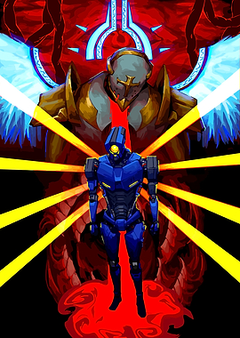 Robot and Angelic Figure Illustration