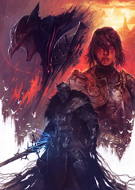 Dark Fantasy Warrior and Monster Art