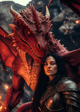 Ash Oath - Dragon and Warrior Woman Portrait