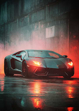 Lamborghini Aventador Digital Art Poster