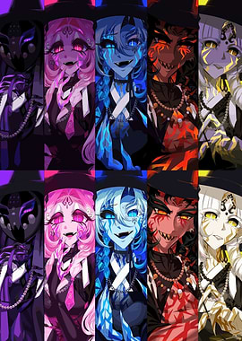 Colorful Witch Character Design Collage