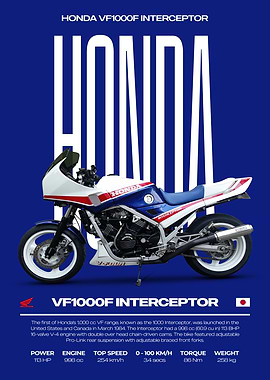 Honda VF1000F Interceptor Motorcycle Poster