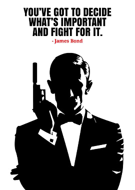 James Bond Silhouette with Quote