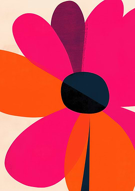Abstract Floral Art: Pink and Orange Flower Makro