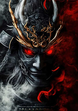 Samurai Warrior with Red Eyes