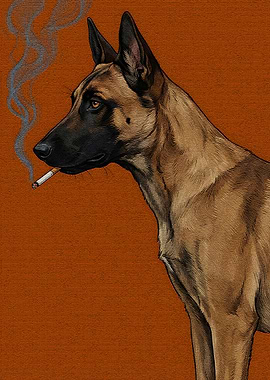 Dog Smoking Cigarette Art