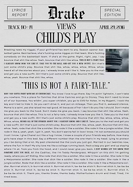 Drake Views Child's Play Lyrics Report