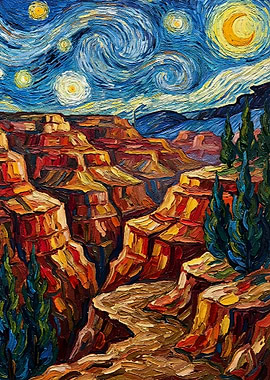 Grand Canyon Starry Night Painting