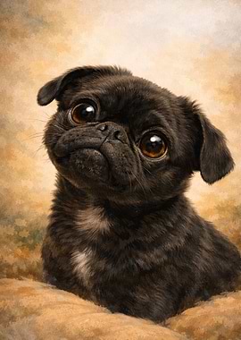 Adorable Black Pug Portrait