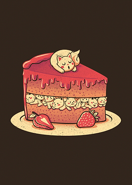 Strawberry Kitten Cat Cake