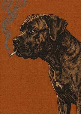 Dog smoking cigarette illustration