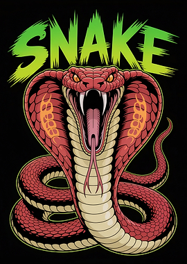 Cobra Snake Illustration with Green Text
