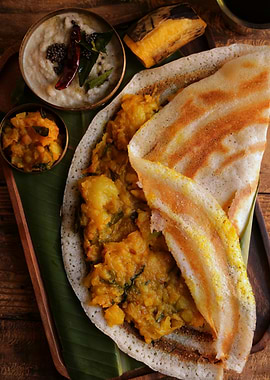Masala Dosa with Side Dishes