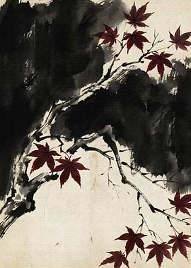 Japanese Maple Ink Painting