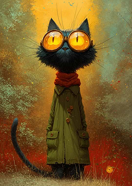 Steampunk Cat in Forest