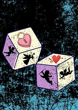 Love Dice with Cupid and Heart