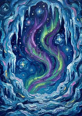 Aurora Borealis Ice Cave Painting