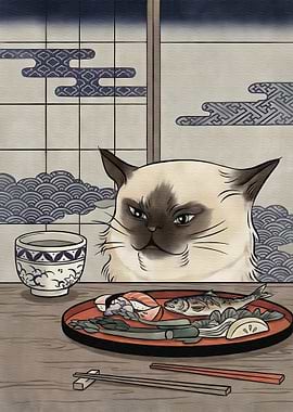 Ukiyo-e memes smudge cat