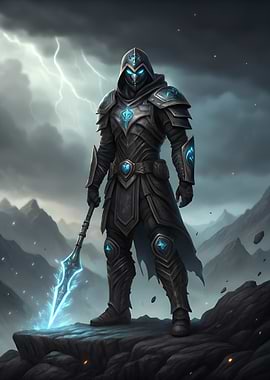 Armored Warrior with Glowing Spear