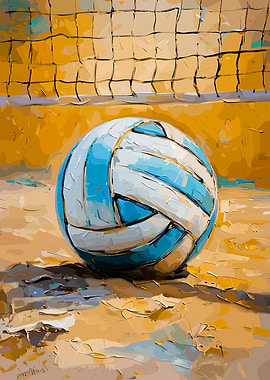 Volleyball on the beach painting