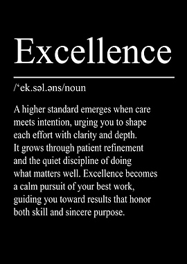 Excellence Definition – Black | Minimalist Typography Poster