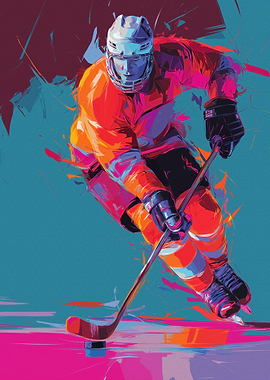 Hockey Player Action Art