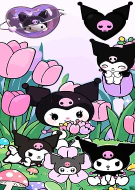 Kuromi in a Floral Landscape